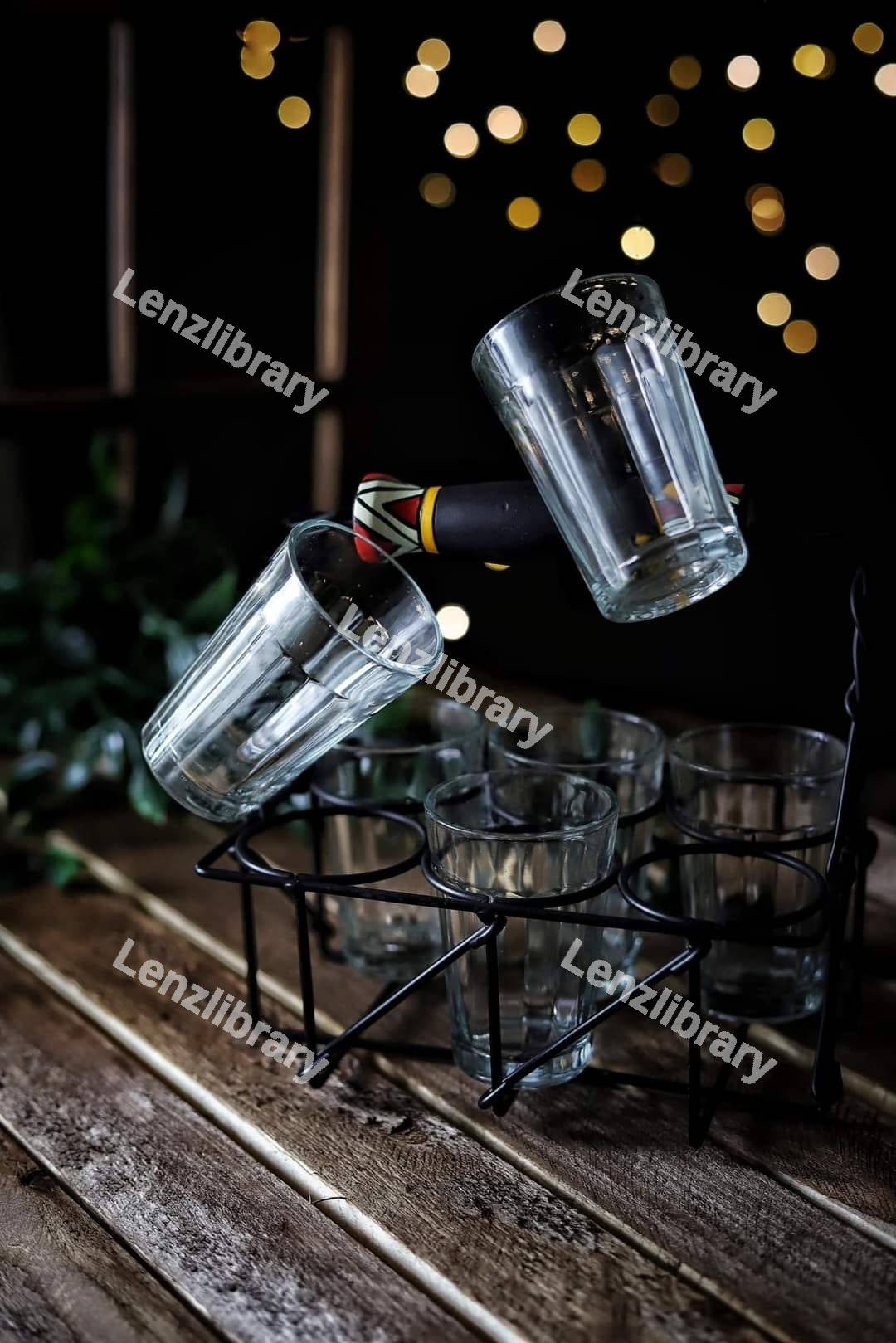 Two glasses floating